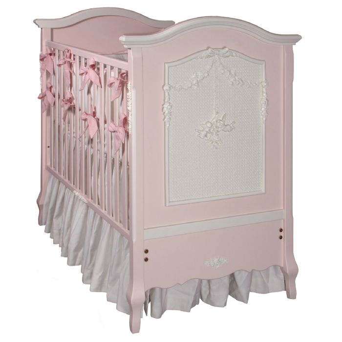 Cherubini Crib in Pink with Snow by AFK Art For Kids
