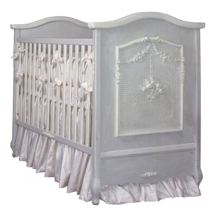 Cherubini Crib in Washed Powder Blue with White Trim by AFK Art For Kids