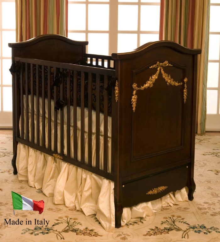 Floral Swag French Panel Crib in Regency Finish by AFK Art For Kids