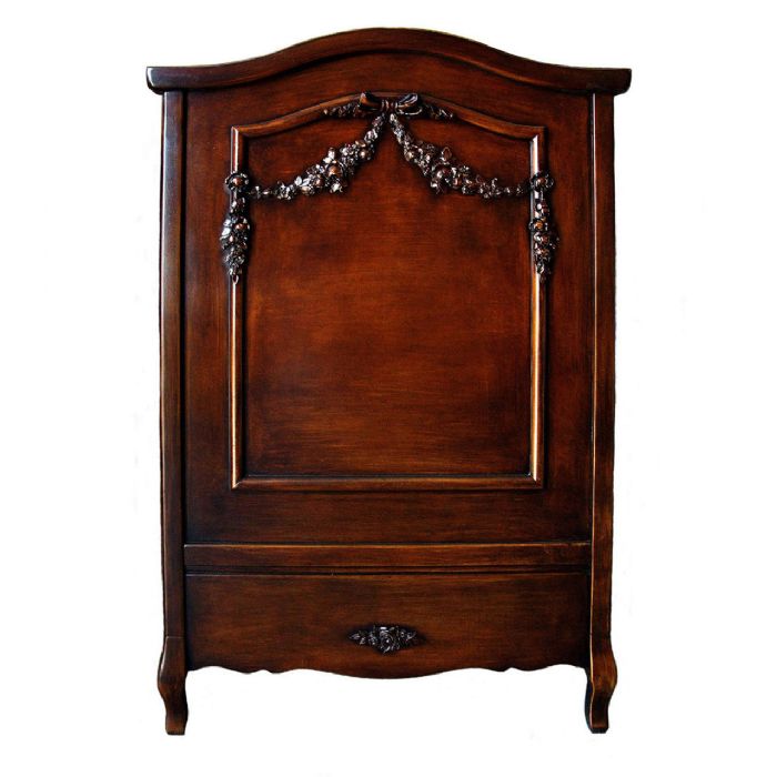 Floral Swag French Panel Crib in Antique French Walnut by AFK Art For Kids