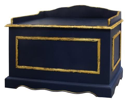 Vintage Toy Chest in Navy with Gold Gilding by AFK Art For Kids