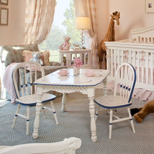 Vintage Table & Chairs in Bluebird by AFK Art For Kids