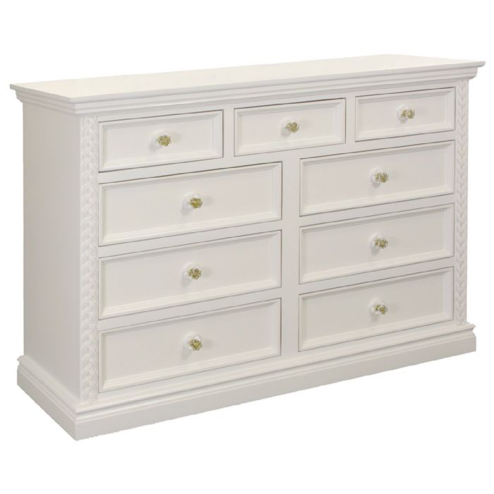 Cody 9 Drawer Dresser in Antico White with Moldings by AFK Art For Kids