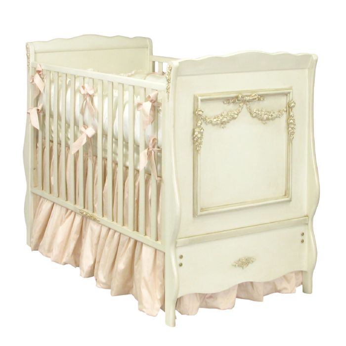 Cottage Crib in Versailles Cream with Appliques by AFK Art For Kids