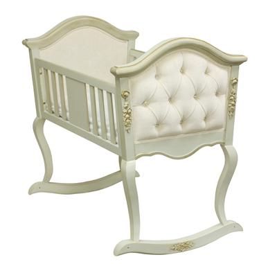 French Cradle Upholstered Tufted in Versailles Blue by AFK Art For Kids