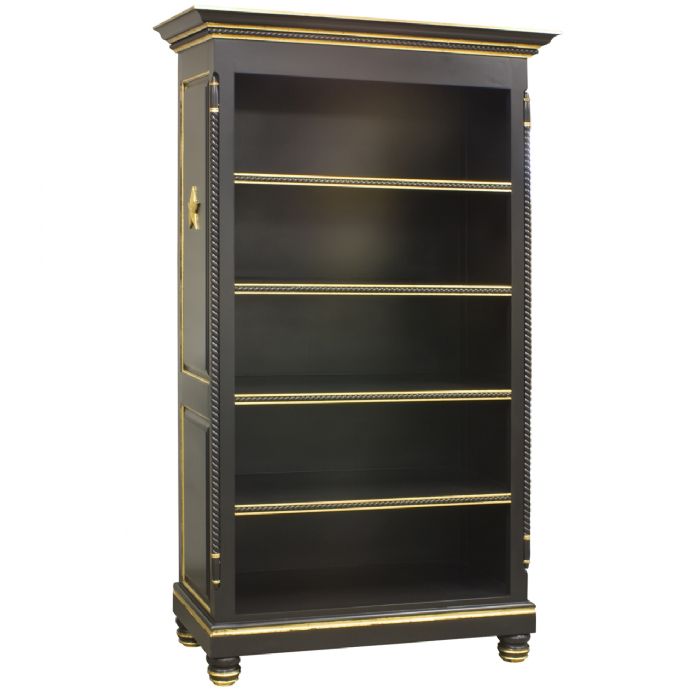 Evan Open Bookcase Star Mouldings in Black with Gold by AFK Art For Kids