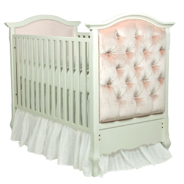 Bordeaux French Panel Upholstered Tufted Crib in Empress Pink by AFK Art For Kids