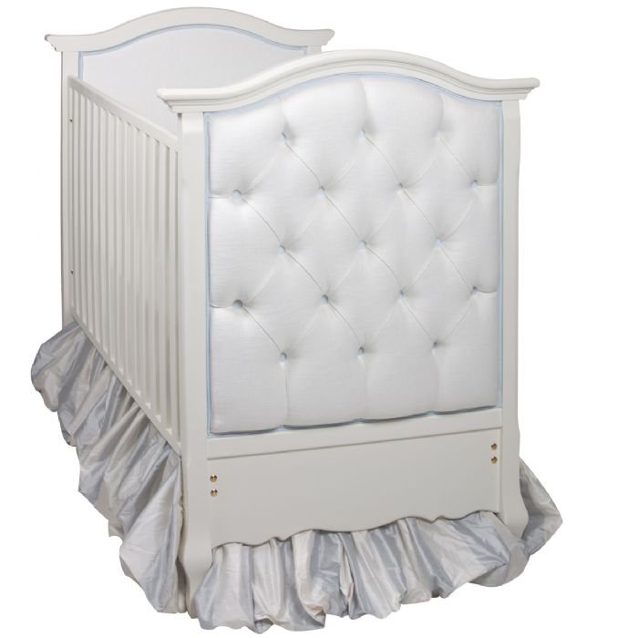Bordeaux French Panel Upholstered Tufted Crib in Brooke White by AFK Art For Kids