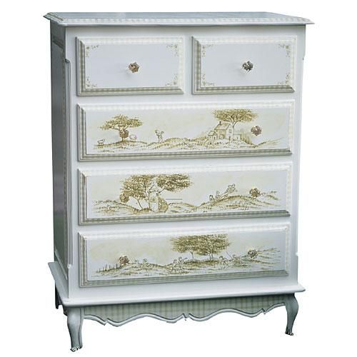 French Tall Chest in Toile by AFK Art For Kids
