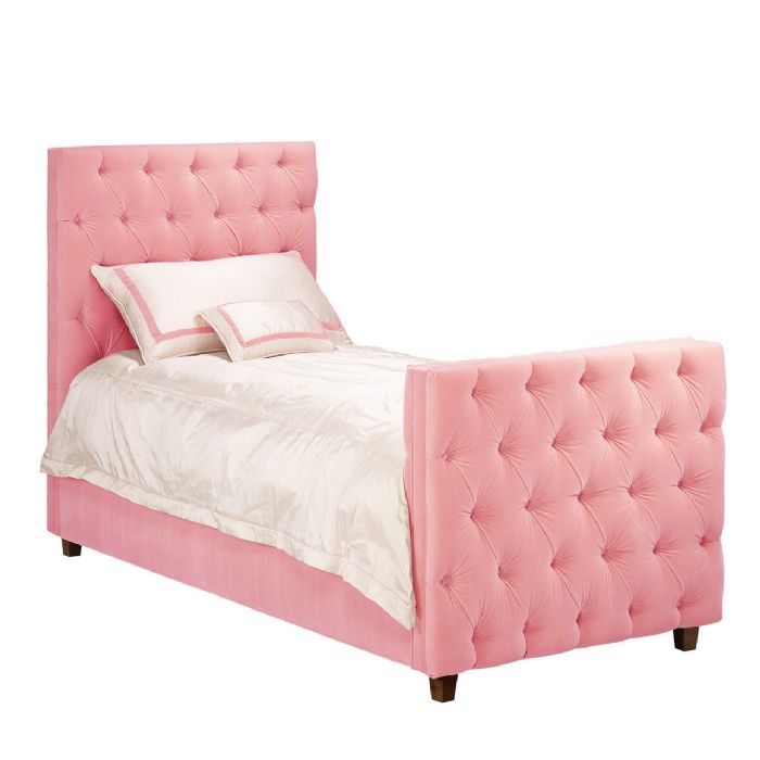 Hollywood Bed in Pink Suede by AFK Art For Kids