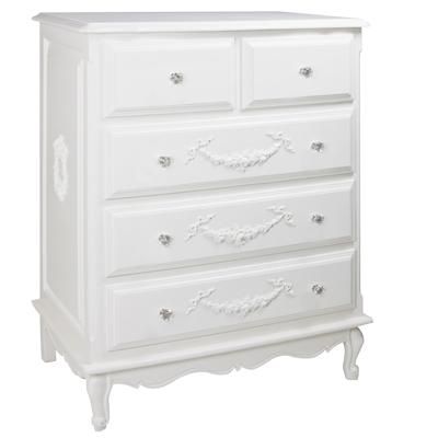 French Tall Chest in Antico White with Moulding by AFK Art For Kids