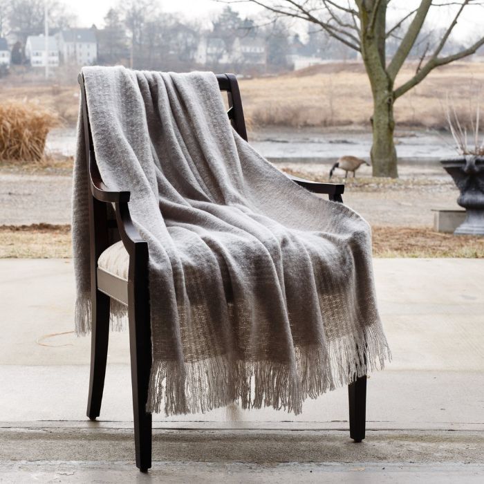 Plaid Fringed Mohair Acrylic Blanket by ASI
