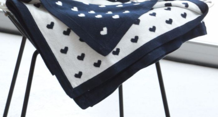 Heart Blanket in Navy and White by ASI