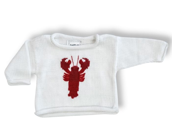 Lobster Sweater in White by Artwalk