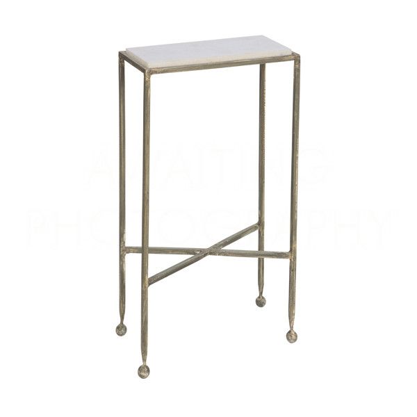 Chino Side Table in Silver with Marble Top by Aidan Gray