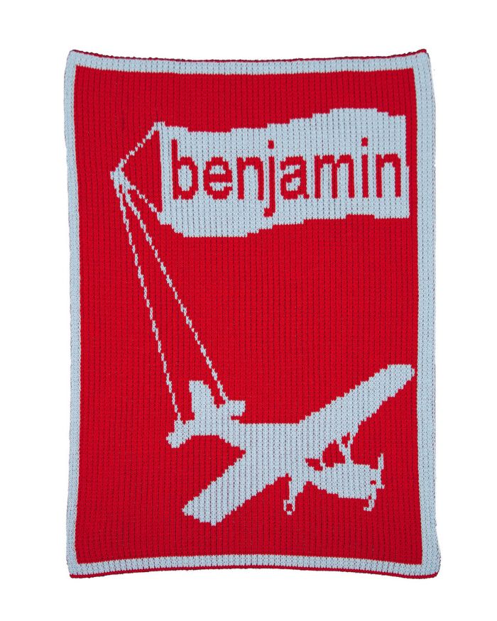 Airplane & Name Banner Blanket by Butterscotch Blankees