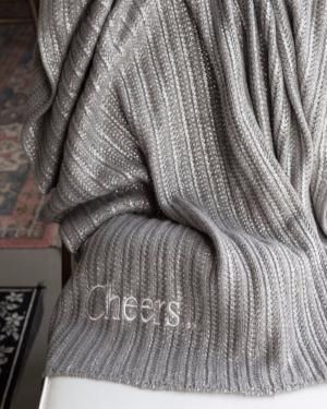 Silver Metallic Rib Knit Blanket by ASI