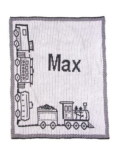 Choo Choo Train & Name Stroller Blanket by Butterscotch Blankees