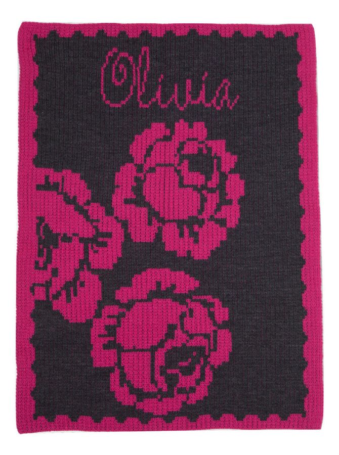 Peony & Name Blanket by Butterscotch Blankees
