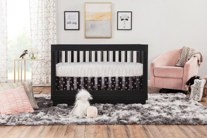 Harlow 3-IN-1 Convertible Crib in Acrylic and Black by Babyletto