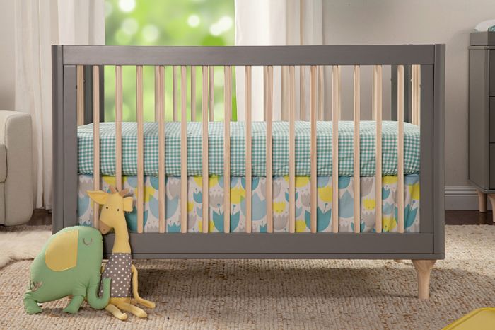 Lolly 3-IN-1 Convertible Crib in Grey with Washed Natural by Babyletto