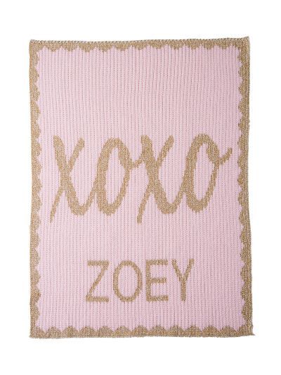 Metallic Hugs & Kisses Name Blanket by Butterscotch Blankees