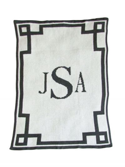 Monogram and Scroll Blanket by Butterscotch Blankees