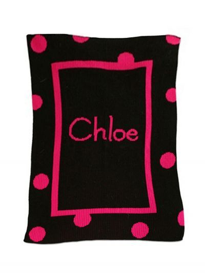 Polka Dots Border & Name Blanket by Butterscotch Blankees
