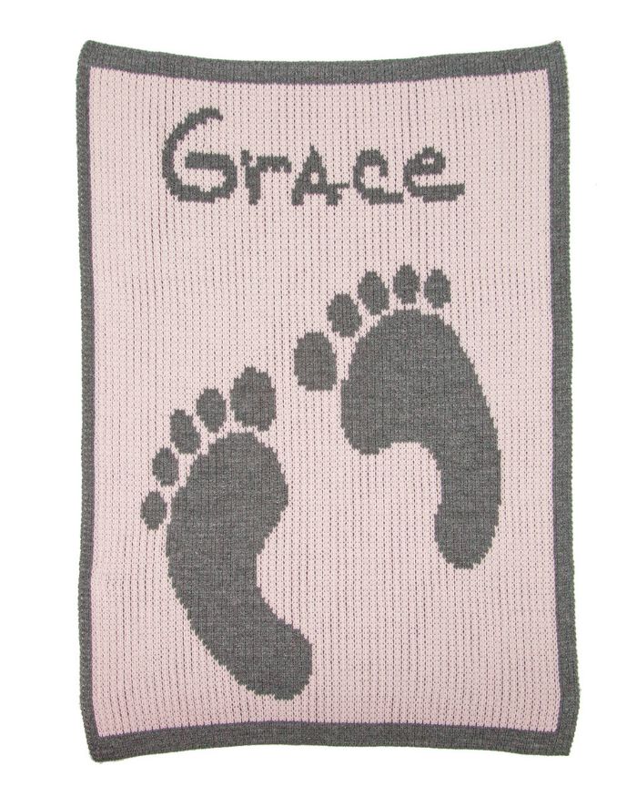 Baby Footprints Name Blanket by Butterscotch Blankees