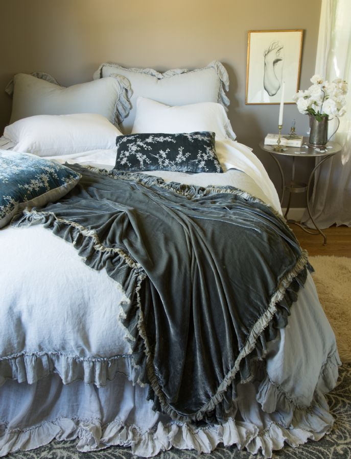 Linen Whisper and Loulah in Mineral, Fog & Cloud Bella Notte Linens Bedding by Bella Notte Linens