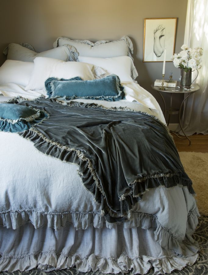 Loulah and Linen Whisper in Mineral, Fog & Cloud Bella Notte Linens Bedding by Bella Notte Linens