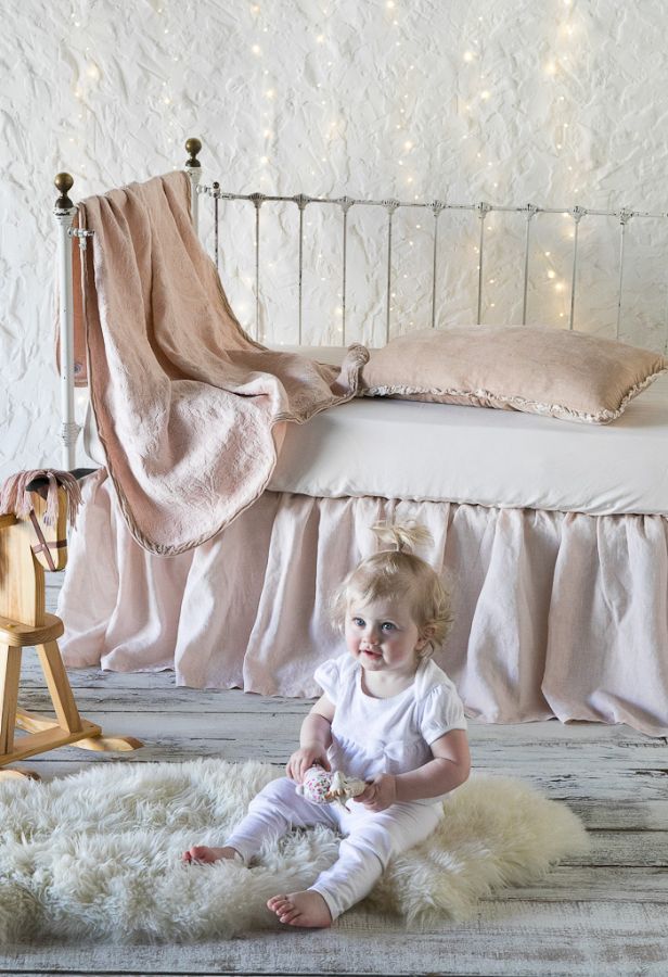 Adele & Linen in Pearl Baby Bedding by Bella Notte Linens