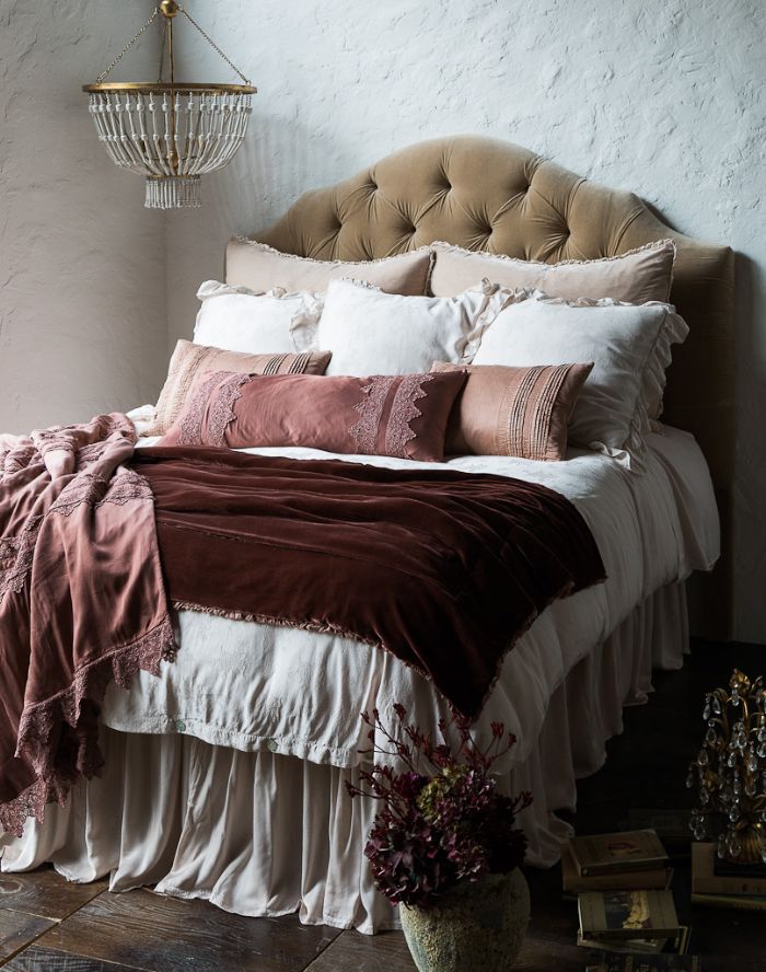 Carmen in Rosegold and Pearl Bella Notte Linens Bedding by Bella Notte Linens