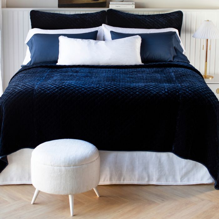 Silk Velvet Quilted and Bria in Midnight & White Bella Notte Linens Bedding by Bella Notte Linens