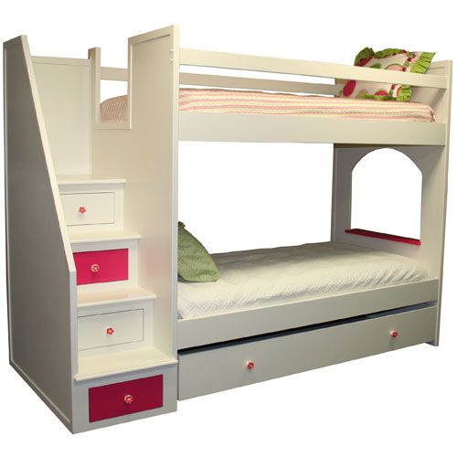 Fantasy Bunk Bed with Storage in Stairs by Country Cottage
