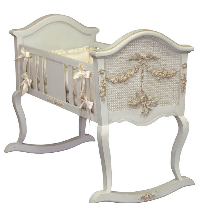 Cherubini Cradle in Versailles Blue with Caning by AFK Art For Kids