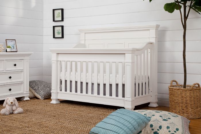 Tillen 4-in-1 Convertible Crib with Toddler Conversion Kit in Warm White by Franklin & Ben