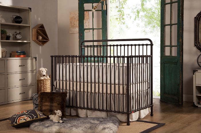 Winston 4-in-1 Convertible Crib with Toddler Bed Conversion Kit in Vintage Iron by Million Dollar Baby Classic