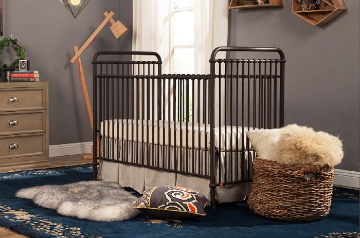 Abigail 3-in-1 Convertible Crib with Toddler Bed Conversion Kit in Vintage Iron by Million Dollar Baby Classic