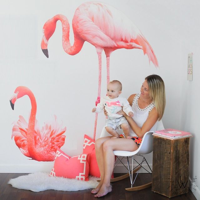Full Color Flamingos Wall Decals by Wall Decals