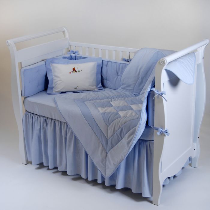 Unembroidered Crib Baby Bedding in Blue by Gordonsbury