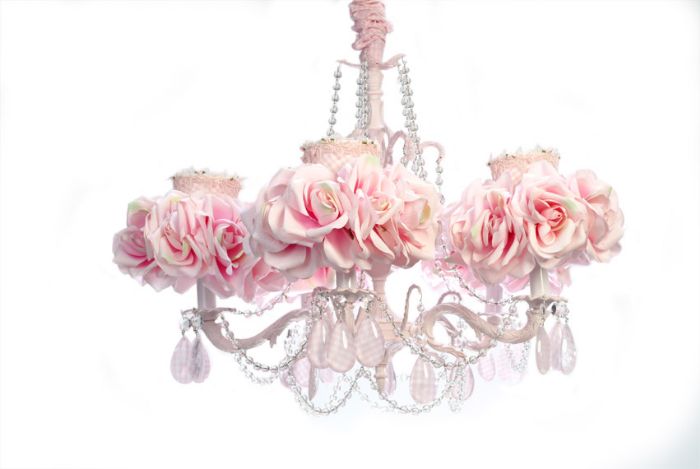 Roses and Gingham 5 Arm Chandelier by Gilbert Designs