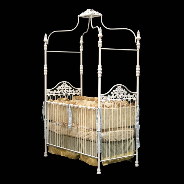 Ornate Canopy Iron Crib by Corsican