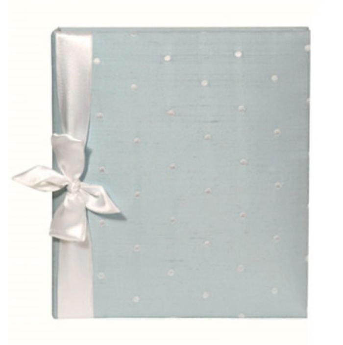 Blue with White Dot Silk Baby Book by Jan Sevadjian Designs