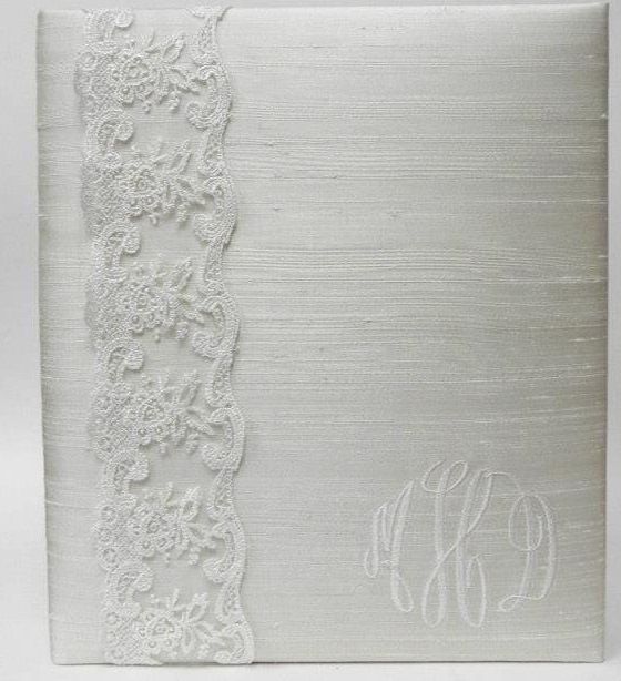 Ivory Silk with Ivory Lace Wedding Record Book by Jan Sevadjian Designs