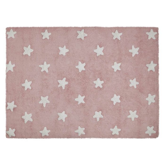 Stars Pink - White Rug by Lorena Canals