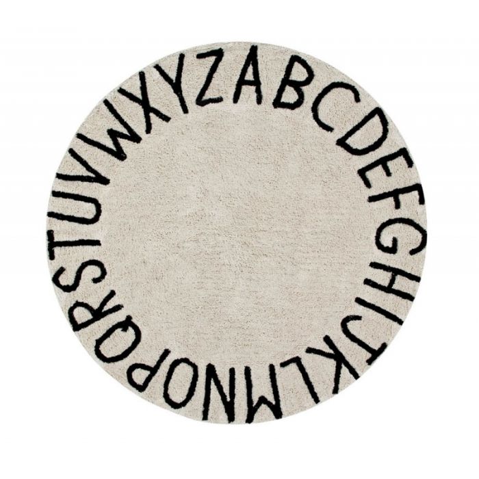 Round ABC Natural - Black Rug by Lorena Canals