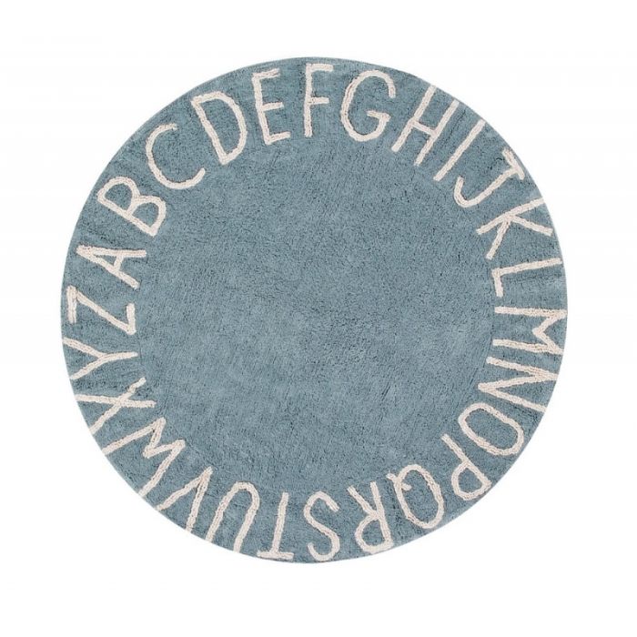 Round ABC Vintage Blue - Natural Rug by Lorena Canals