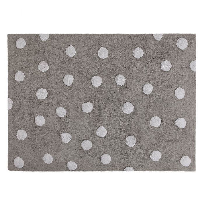 Polka Dots Grey - White Rug by Lorena Canals