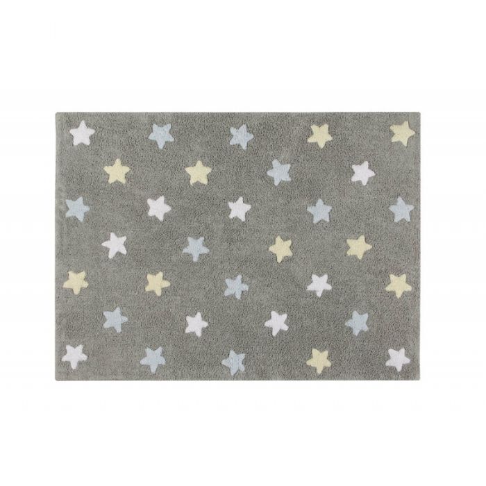 Tricolor Stars Grey - Blue Rug by Lorena Canals